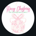 Light Pink Christmas Chinoserie Ornament Sticker<br><div class="desc">Erhöhen Sie Ihre Geschenke!</div>