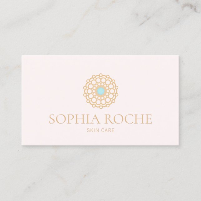 Light Pink Circle Mandala Logo Schönheit Skincare  Visitenkarte (Vorderseite)