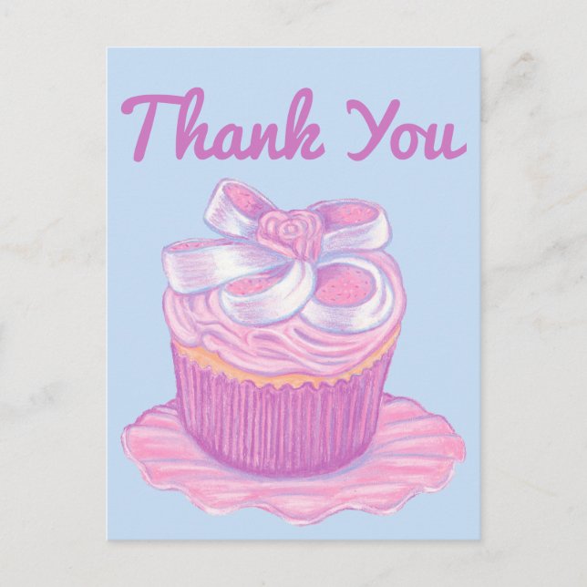 Light Pink Cupcake Plate Vielen Dank Postcard Postkarte (Vorderseite)