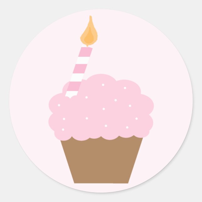 Light Pink Cupcake Runder Aufkleber (Vorderseite)