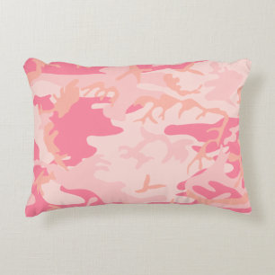 Light Pink Dark Pink and Peach Camouflage Camoufla Dekokissen