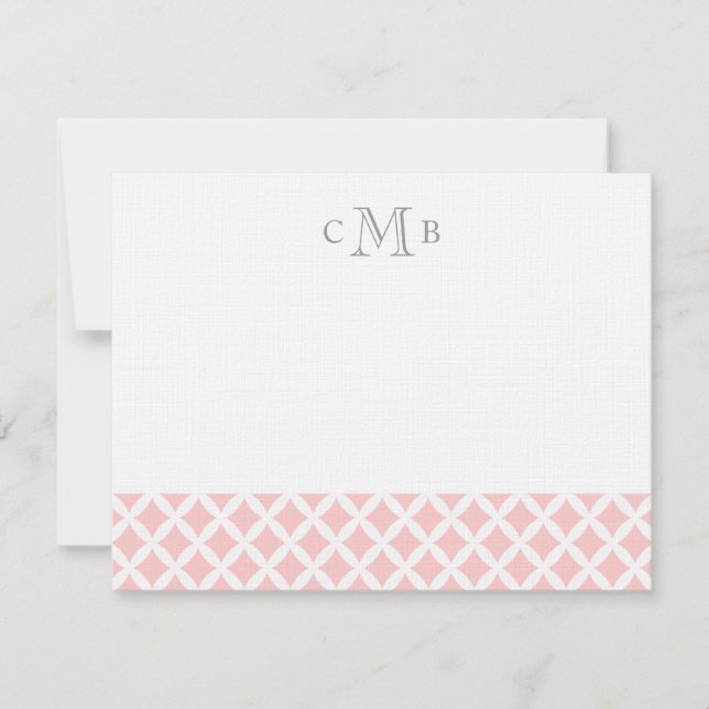 Light Pink Diamonds Wedding Monogram Stationery Mitteilungskarte (Vorderseite)