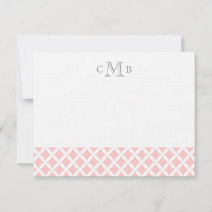 Light Pink Diamonds Wedding Monogram Stationery Mitteilungskarte