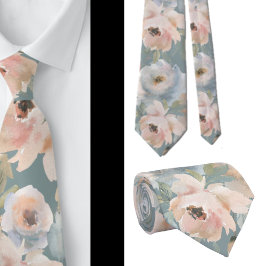 Light Pink Dusty Blue Rose Floral Neck Tys Krawatte