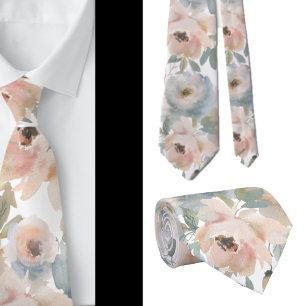 Light Pink Dusty Blue Rose Floral Neck Tys Krawatte