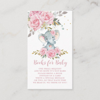 Light Pink Floral Cute Elephant Books for Baby Begleitkarte