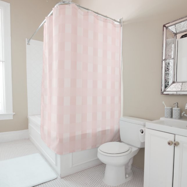 Light Pink Gingham Kariertes Muster Duschvorhang (Beispiel)