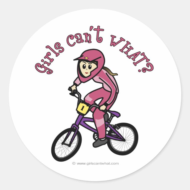 Light Pink Girls BMX Runder Aufkleber (Vorderseite)