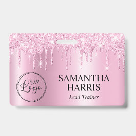 Light Pink Glitter Drips Shimmer Ausweis