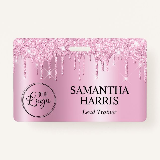 Light Pink Glitter Drips Shimmer Ausweis (Vorderseite)