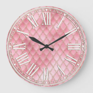 Light Pink & Glitzer Dragon Scales Große Wanduhr