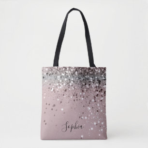 Light Pink Glitzer Girl Monogram Name Totbeutel