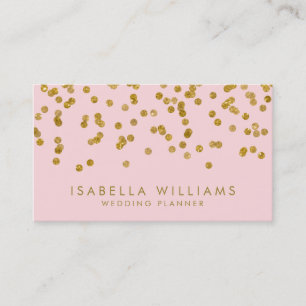 Light Pink & Gold Foil Confetti Business Card Visitenkarte