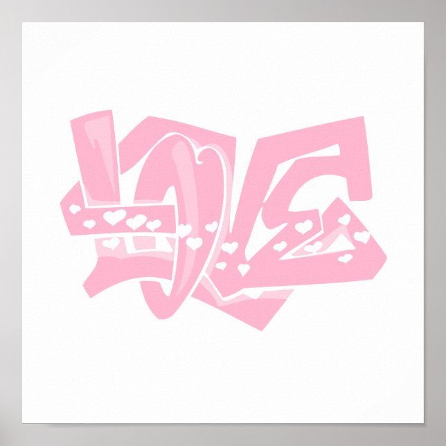Light Pink Heart Graffiti Poster (Vorne)