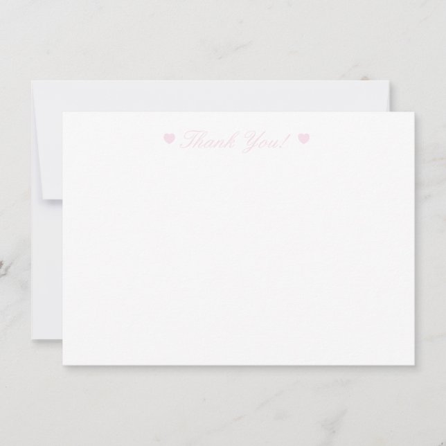 Light Pink Hearts Vielen Dank Flat Card Dankeskarte (Vorderseite)