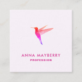 Light Pink Hummingbird Square Business Card Quadratische Visitenkarte