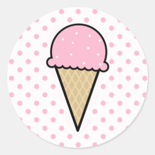 Light Pink Ice Creme Cone Runder Aufkleber