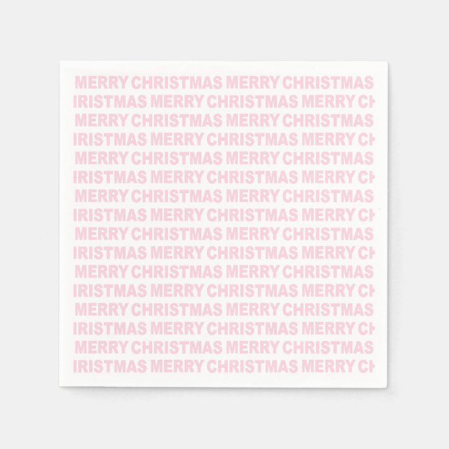 Light Pink in White Christmas Typografy Serviette (Vorderseite)