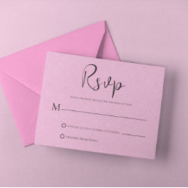 Light Pink Line Einfache RSVP-Karte mit schwarzem  Einladung