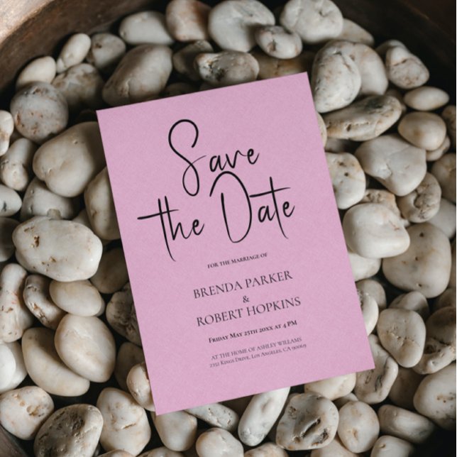 Light Pink Line Einfache schwarze Schrift Save the Einladung (Von Creator hochgeladen)