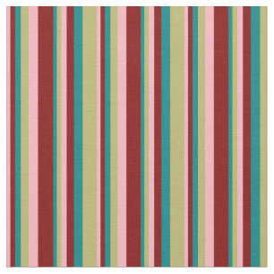 Light Pink, Maroon, Aquamarin & Dark Khaki farbig Stoff