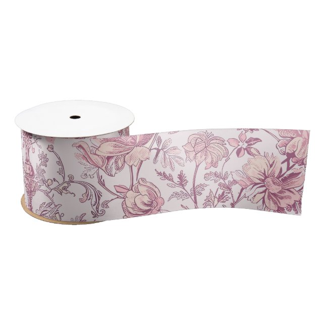 Light Pink Mauve Chinoiserie Satinband (Spule)