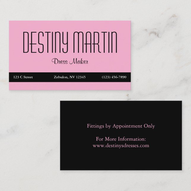 Light Pink mit Black Contact Bar Visitenkarte (Vorne/Hinten)