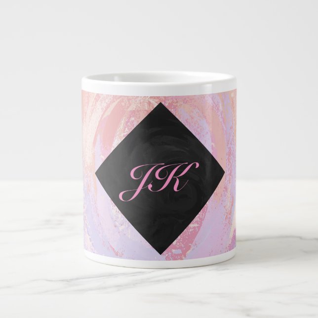Light Pink Monogram Jumbo-Tasse (Vorderseite)