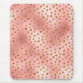 Light Pink Ombre & Gold Glam Glitzer Polka Dots Mousepad
