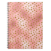 Light Pink Ombre & Gold Glam Glitzer Polka Dots