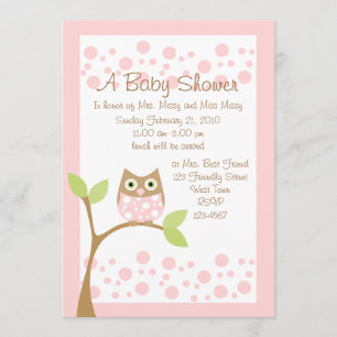 Light Pink Owl Baby Dusche Einladung