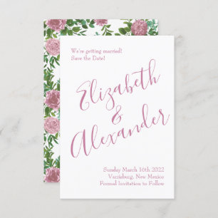 Light Pink Peony & Rosen Floral Save the Date Einladung