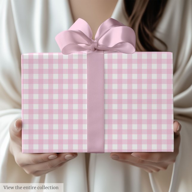 Light Pink Plaid Elegant 50th Birthday Gift Wrap Geschenkpapier (Light Pink Plaid Elegant 50th Birthday Gift Wrap)
