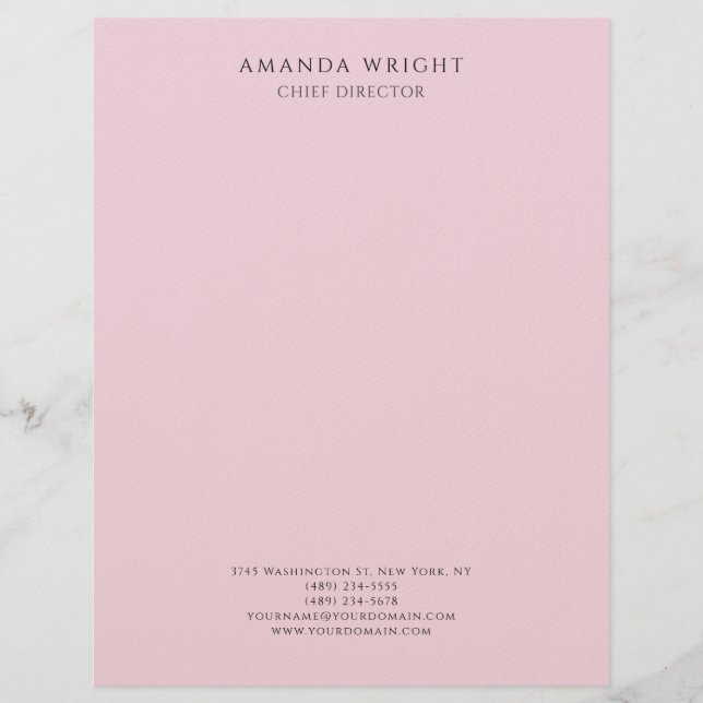 Light Pink Plain Attractive Stylish Business Briefbogen (Vorderseite)