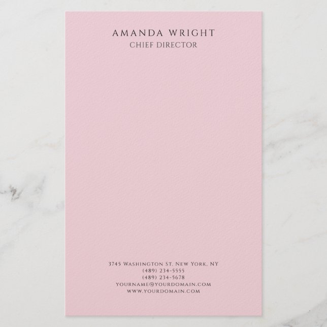 Light Pink Plain Attractive Stylish Business Briefpapier (Vorderseite)