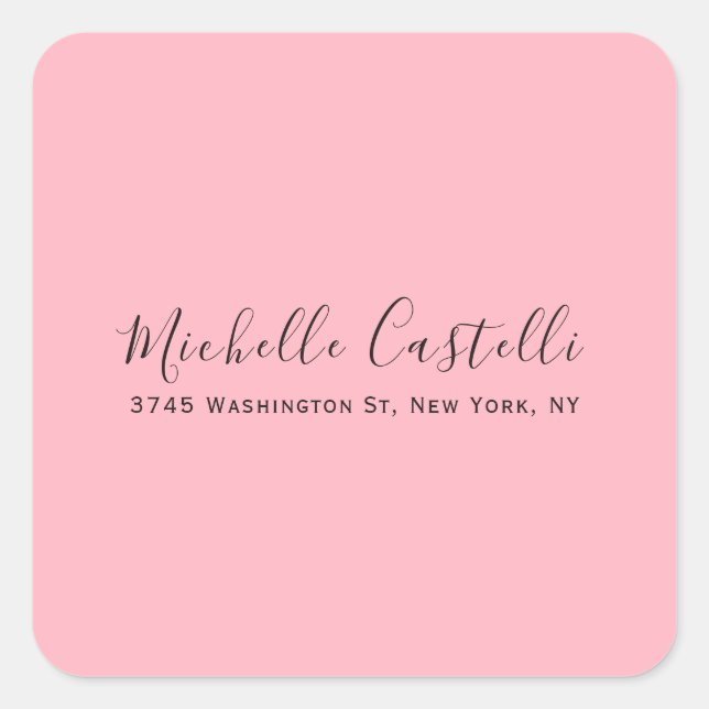Light Pink Professional Unique Classic Handwriting Quadratischer Aufkleber (Vorderseite)