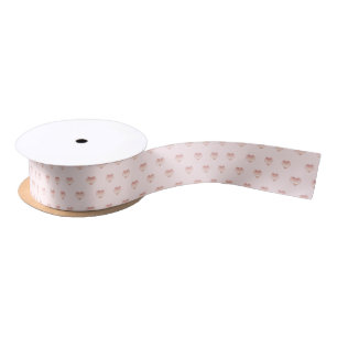 Light Pink Rose Gold Shiny Lovely Hearts Pattern Satinband
