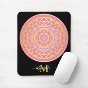 Light Pink, Rose Pink und Gold Boho Mandala Mousepad