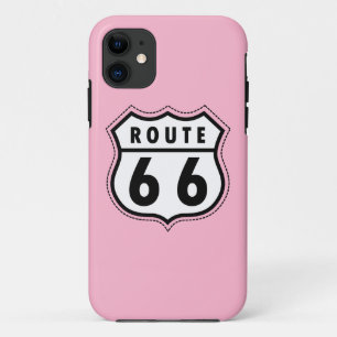 Light Pink Route 66 Road Sign iPhone 11 Hülle