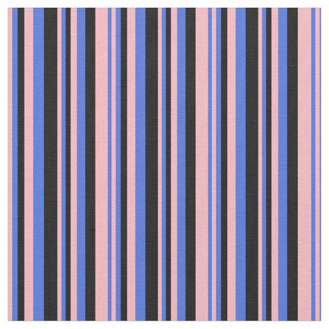 Light Pink, Royal Blue und Black Lines Stoff (Nahaufnahme)