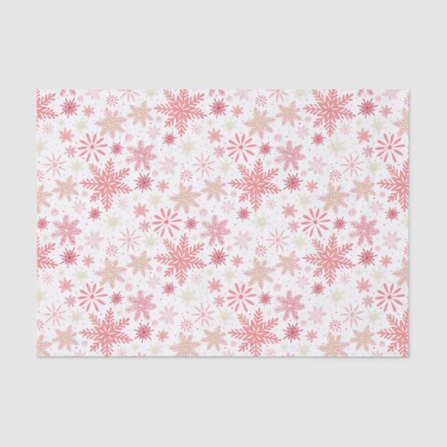 Light Pink Snowflakes Weihnachten Seidenpapier (Vorderseite)