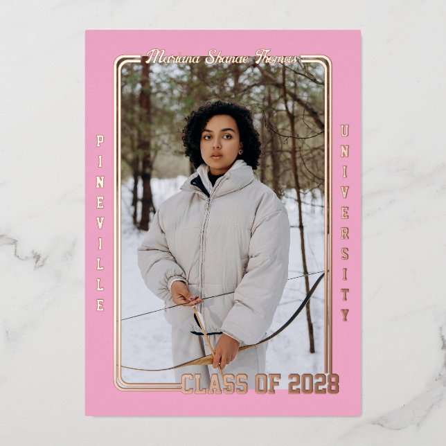Light Pink Sports Card Foil Grad Ankündigung (Vorderseite)