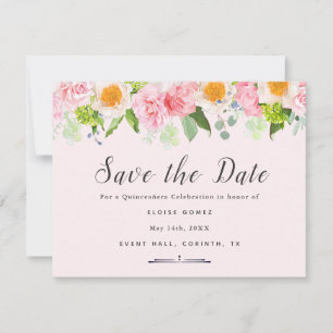 Light Pink Spring Quinceañera Save the Date Karte