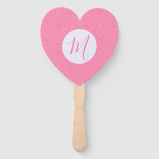 Light Pink Squiggly Squares Personal Initial Heart Fächer (Vorderseite)
