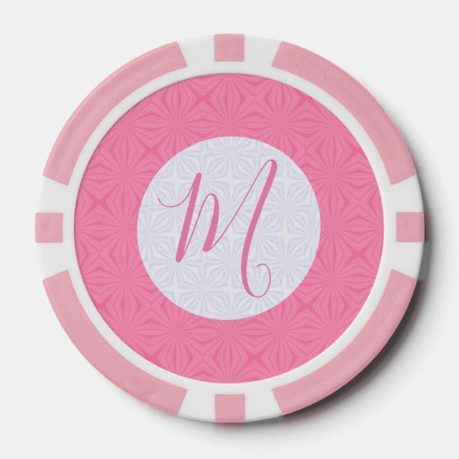 Light Pink Squiggly Squares Personalized Initial Pokerchips (Vorderseite)