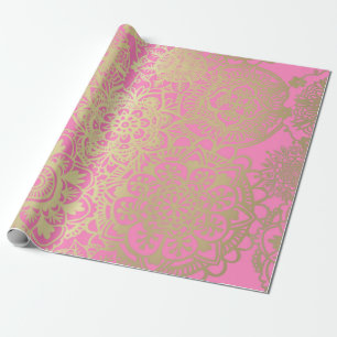 Light Pink und Gold Mandala Muster Geschenkpapier