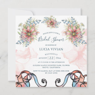 Light Pink Wavy Messy Bridal Dusche Einladung