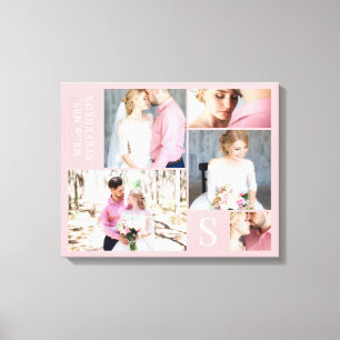 Light Pink Wedding Foto Collage mit 5 Bildern Leinwanddruck