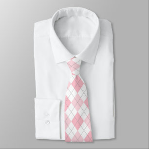 Light Pink & White Rauten Necktie Krawatte