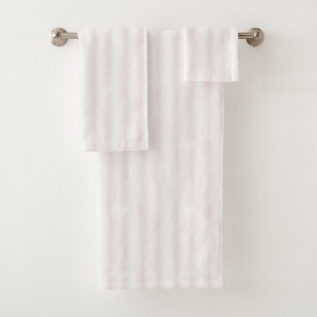 Light Pink White Stripes Badhandtuch Set (Insitu)